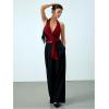 imageMilumia Womens Deep V Neck Halter Top Wrap Twist Backless Cami Crop TopsBurgundy