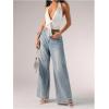 imageMilumia Womens Deep V Neck Halter Top Wrap Twist Backless Cami Crop TopsWhite
