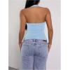 imageMilumia Womens Scoop Neck Low Cut Ruched Backless Halter Top Y2K Side Slit Fitted Sleeveless Tank TopsBlue