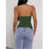 imageMilumia Womens Scoop Neck Low Cut Ruched Backless Halter Top Y2K Side Slit Fitted Sleeveless Tank TopsGreen