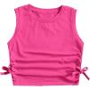 imageMilumia Girls Ruched Knot Side Solid Round Neck Sleeveless Crop Tank TopsHot Pink