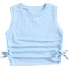 imageMilumia Girls Ruched Knot Side Solid Round Neck Sleeveless Crop Tank TopsLight Blue