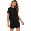 imageMilumia Women Casual Short T Shirt Dress Short Sleeve Straight Mini Tee Shirt DressBlack