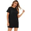 imageMilumia Women Casual Short T Shirt Dress Short Sleeve Straight Mini Tee Shirt DressBlack