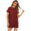 imageMilumia Women Casual Short T Shirt Dress Short Sleeve Straight Mini Tee Shirt DressBurgundy
