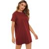 imageMilumia Women Casual Short T Shirt Dress Short Sleeve Straight Mini Tee Shirt DressBurgundy