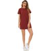 imageMilumia Women Casual Short T Shirt Dress Short Sleeve Straight Mini Tee Shirt DressBurgundy