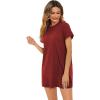 imageMilumia Women Casual Short T Shirt Dress Short Sleeve Straight Mini Tee Shirt DressBurgundy