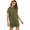 imageMilumia Women Casual Short T Shirt Dress Short Sleeve Straight Mini Tee Shirt DressCalla Green