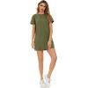 imageMilumia Women Casual Short T Shirt Dress Short Sleeve Straight Mini Tee Shirt DressCalla Green