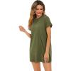 imageMilumia Women Casual Short T Shirt Dress Short Sleeve Straight Mini Tee Shirt DressCalla Green