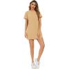 imageMilumia Women Casual Short T Shirt Dress Short Sleeve Straight Mini Tee Shirt DressCamel