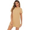 imageMilumia Women Casual Short T Shirt Dress Short Sleeve Straight Mini Tee Shirt DressCamel