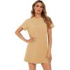 imageMilumia Women Casual Short T Shirt Dress Short Sleeve Straight Mini Tee Shirt DressCamel