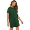 imageMilumia Women Casual Short T Shirt Dress Short Sleeve Straight Mini Tee Shirt DressDark Green