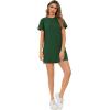 imageMilumia Women Casual Short T Shirt Dress Short Sleeve Straight Mini Tee Shirt DressDark Green