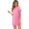 imageMilumia Women Casual Short T Shirt Dress Short Sleeve Straight Mini Tee Shirt DressDeep Rose