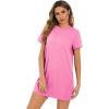 imageMilumia Women Casual Short T Shirt Dress Short Sleeve Straight Mini Tee Shirt DressDeep Rose
