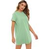 imageMilumia Women Casual Short T Shirt Dress Short Sleeve Straight Mini Tee Shirt DressGreen