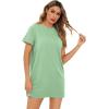 imageMilumia Women Casual Short T Shirt Dress Short Sleeve Straight Mini Tee Shirt DressGreen