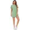 imageMilumia Women Casual Short T Shirt Dress Short Sleeve Straight Mini Tee Shirt DressGreen
