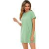 imageMilumia Women Casual Short T Shirt Dress Short Sleeve Straight Mini Tee Shirt DressGreen