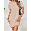imageMilumia Women Casual Short T Shirt Dress Short Sleeve Straight Mini Tee Shirt DressKhaki