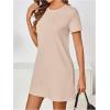 imageMilumia Women Casual Short T Shirt Dress Short Sleeve Straight Mini Tee Shirt DressKhaki