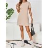 imageMilumia Women Casual Short T Shirt Dress Short Sleeve Straight Mini Tee Shirt DressKhaki
