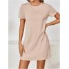 imageMilumia Women Casual Short T Shirt Dress Short Sleeve Straight Mini Tee Shirt DressKhaki