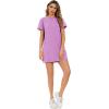imageMilumia Women Casual Short T Shirt Dress Short Sleeve Straight Mini Tee Shirt DressLilac Purple