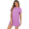 imageMilumia Women Casual Short T Shirt Dress Short Sleeve Straight Mini Tee Shirt DressLilac Purple