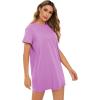 imageMilumia Women Casual Short T Shirt Dress Short Sleeve Straight Mini Tee Shirt DressLilac Purple
