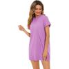 imageMilumia Women Casual Short T Shirt Dress Short Sleeve Straight Mini Tee Shirt DressLilac Purple