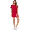 imageMilumia Women Casual Short T Shirt Dress Short Sleeve Straight Mini Tee Shirt DressPoinsettia