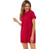 imageMilumia Women Casual Short T Shirt Dress Short Sleeve Straight Mini Tee Shirt DressPoinsettia