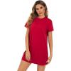 imageMilumia Women Casual Short T Shirt Dress Short Sleeve Straight Mini Tee Shirt DressPoinsettia