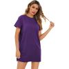 imageMilumia Women Casual Short T Shirt Dress Short Sleeve Straight Mini Tee Shirt DressPurple