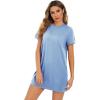 imageMilumia Women Casual Short T Shirt Dress Short Sleeve Straight Mini Tee Shirt DressSky Blue