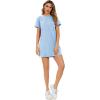 imageMilumia Women Casual Short T Shirt Dress Short Sleeve Straight Mini Tee Shirt DressSky Blue