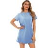 imageMilumia Women Casual Short T Shirt Dress Short Sleeve Straight Mini Tee Shirt DressSky Blue