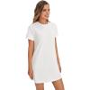 imageMilumia Women Casual Short T Shirt Dress Short Sleeve Straight Mini Tee Shirt DressWhite