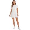 imageMilumia Women Casual Short T Shirt Dress Short Sleeve Straight Mini Tee Shirt DressWhite