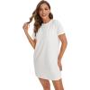 imageMilumia Women Casual Short T Shirt Dress Short Sleeve Straight Mini Tee Shirt DressWhite