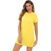 imageMilumia Women Casual Short T Shirt Dress Short Sleeve Straight Mini Tee Shirt DressYellow