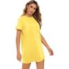 imageMilumia Women Casual Short T Shirt Dress Short Sleeve Straight Mini Tee Shirt DressYellow