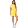 imageMilumia Women Casual Short T Shirt Dress Short Sleeve Straight Mini Tee Shirt DressYellow