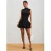 imageMilumia Womens Bubble Mini Dress Mock Neck Sleeveless Balletcore Puffy Short Party DressesBlack