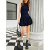 imageMilumia Womens Bubble Mini Dress Mock Neck Sleeveless Balletcore Puffy Short Party DressesDark Blue