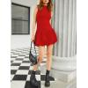 imageMilumia Womens Bubble Mini Dress Mock Neck Sleeveless Balletcore Puffy Short Party DressesRed